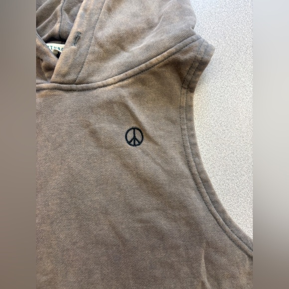 Earthbound Distressed Ombré Cropped Hoodie Boho bohemian peace sign small - Picture 7 of 7